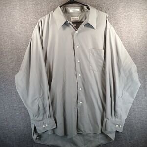 Van Heusen Dress Shirt Mens 18/34-35 Light Gray Long Sleeve Button Up Pocket 2XL